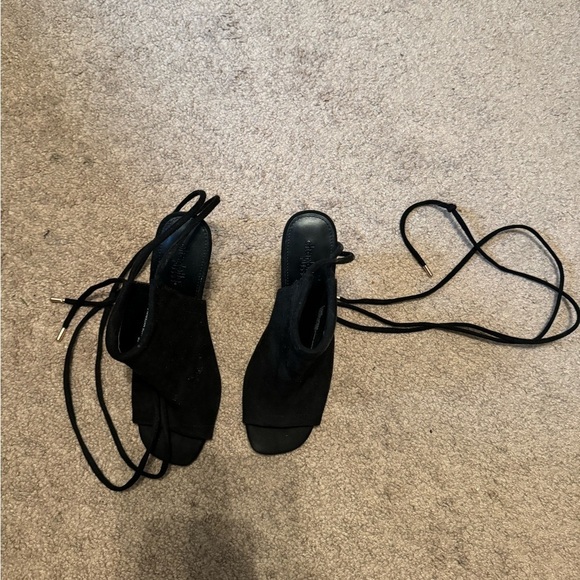 Charlotte Russe Black open toe ankle lace heels size 9 - Picture 4 of 13